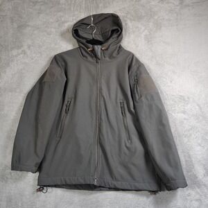 3 Swords Gray Hooded Softshell Tactical Fleece Lined Combat Unisex Jacket -  L